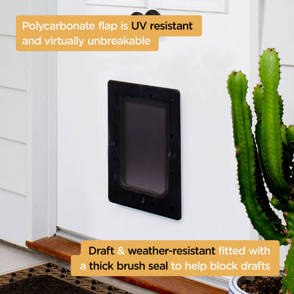 Hakuna Pets Large Super Tough Pet Door - 295 x 425mm - Black