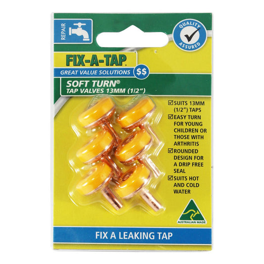 Fix a Tap Soft Turn Tap Valve 13mm Copper Body Easy Turn 6 Pack