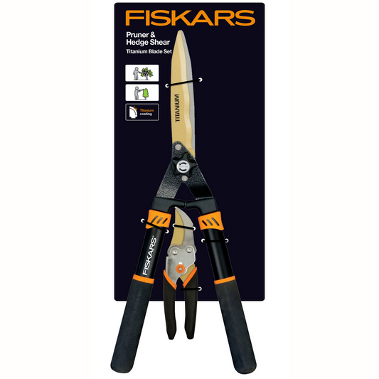 Fiskars Titanium Hedge Shear and Pruner Set