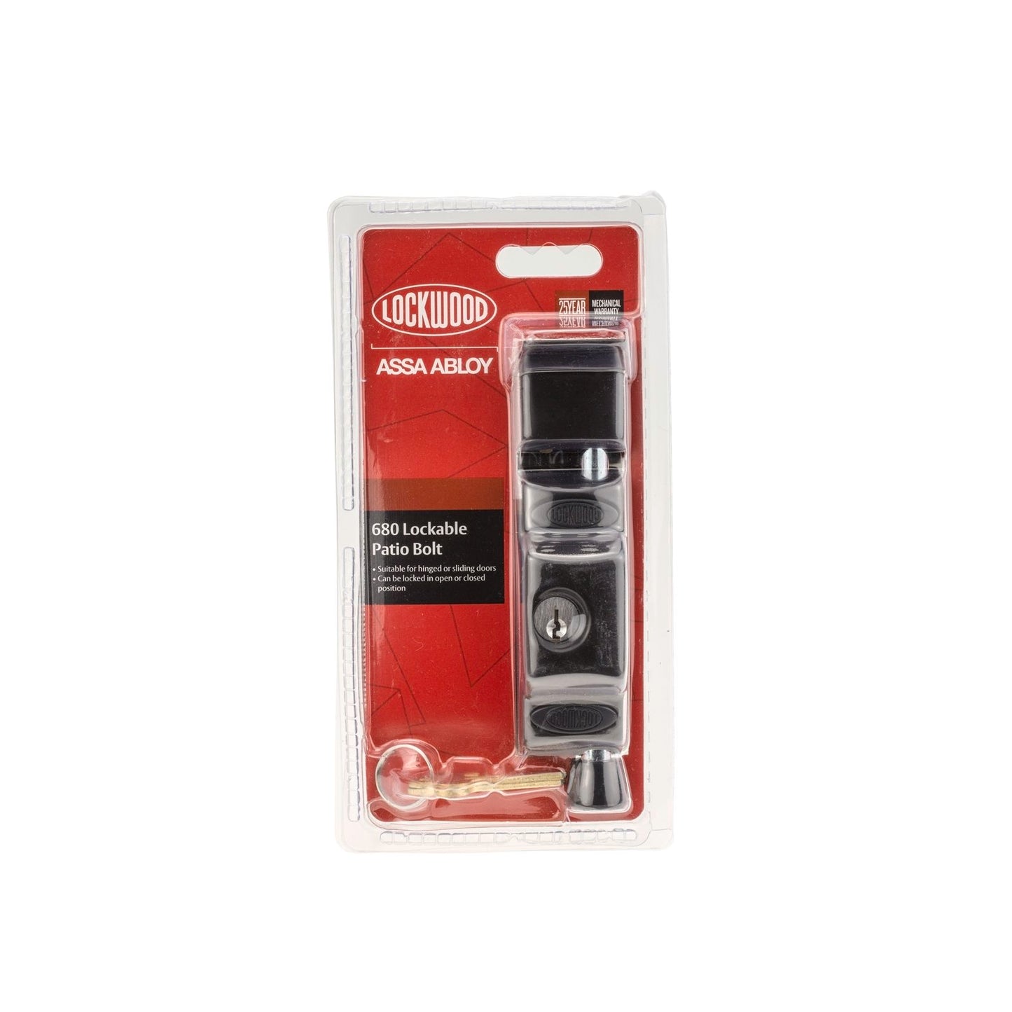 Lockwood Black 680 Patio Bolt - 33mm
