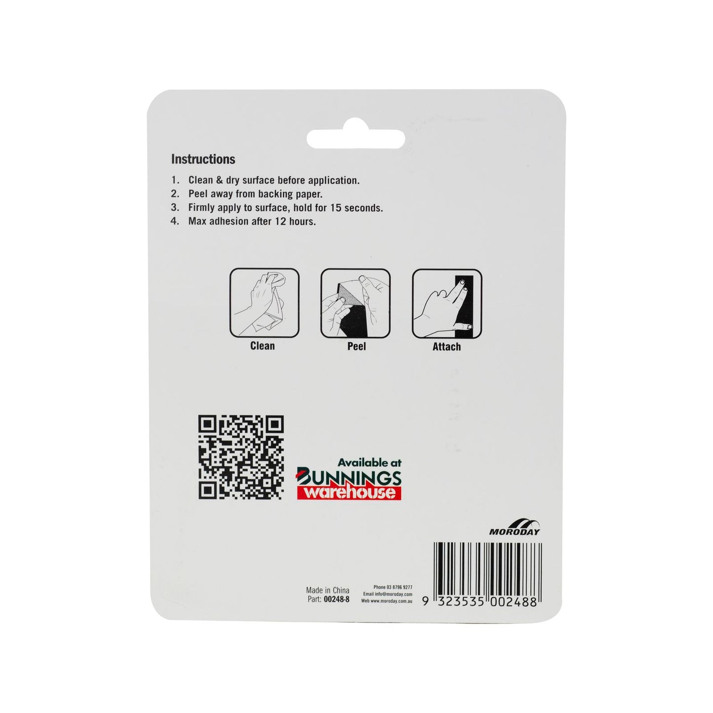 Moroday Black Self Adhesive Hook and Loop Tab - 25 x 40mm - 18 Pack