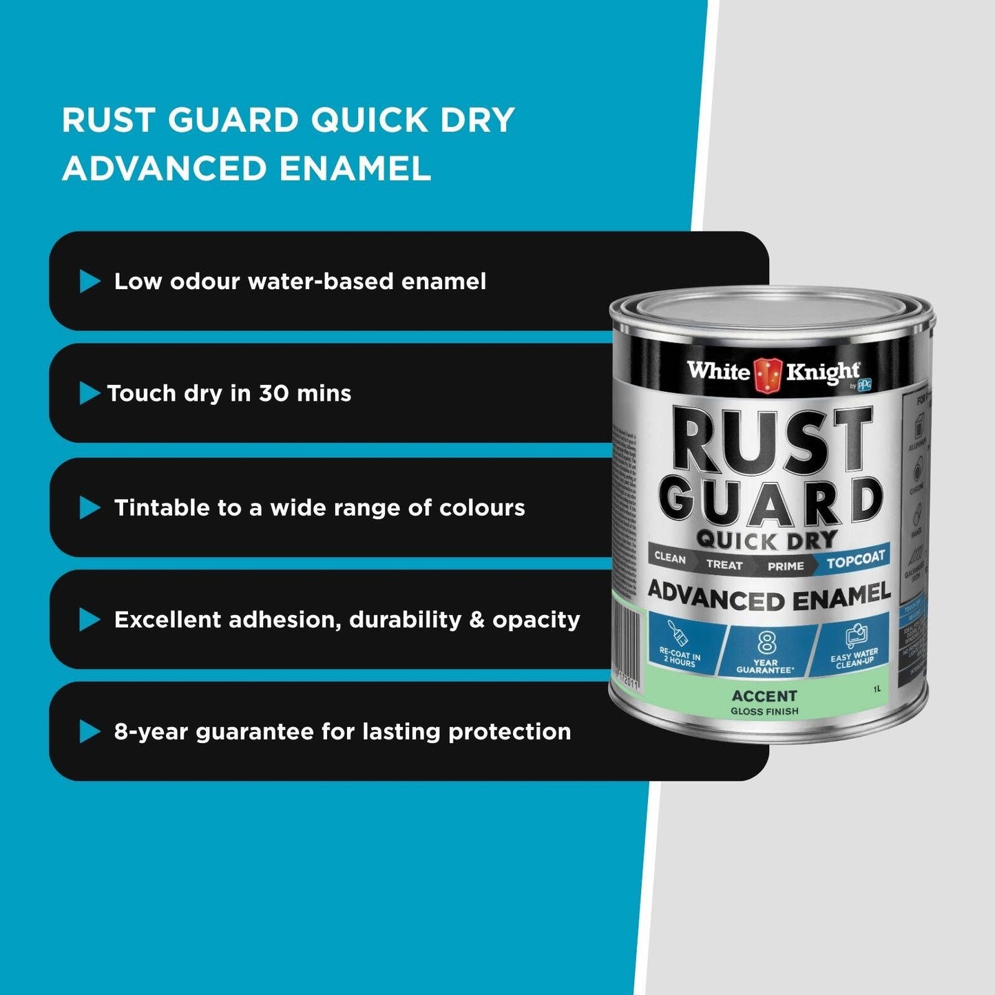 White Knight Rust Guard Accent Gloss Enamel Paint - 1L