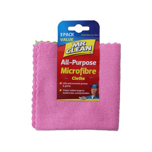 Mr Clean All Purpose Microfibre Cloths - 30 x 30cm - 3 Pack