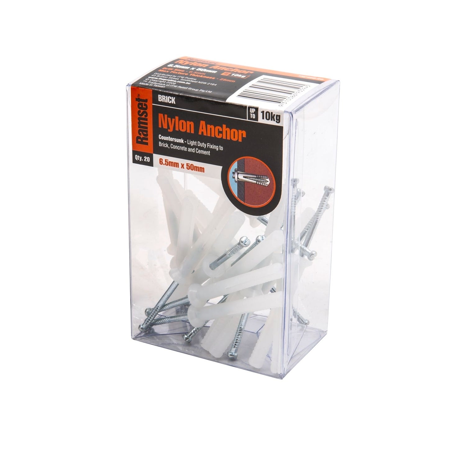 Ramset Nylon Anchor - 6.5 x 50mm - 20 Pack