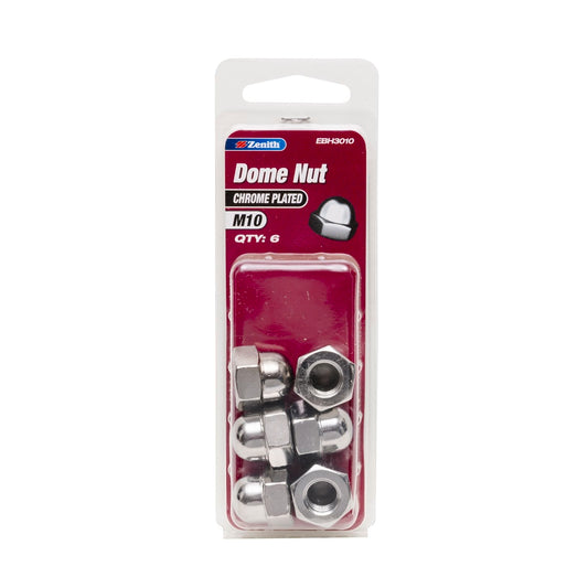 Zenith Dome Nuts - M10 - Chrome - 6 Pack