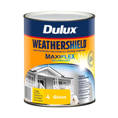 Dulux Weathershield Exterior Paint - 1L - Bold Yellow Gloss