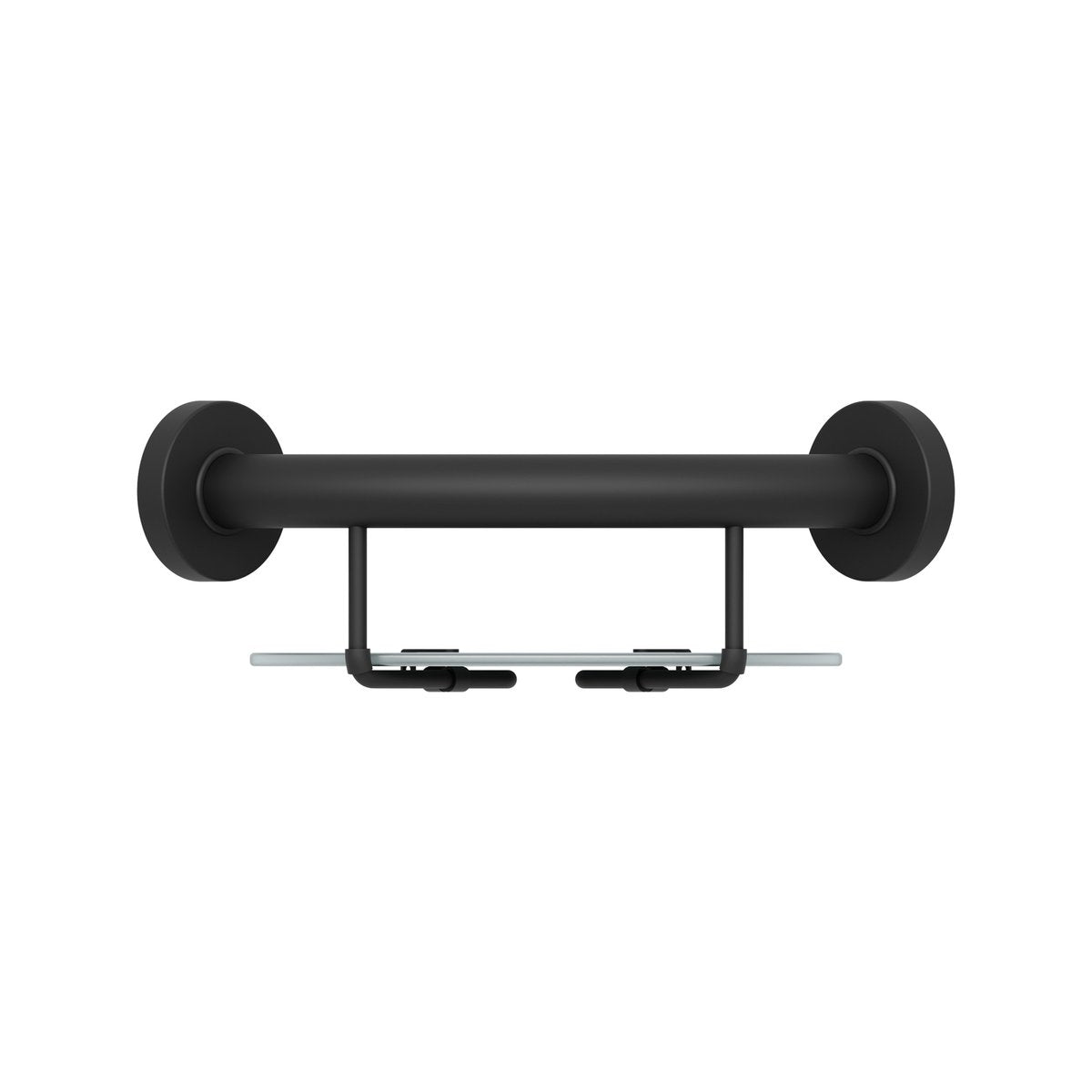 Evekare Black Corner Shelf with Grab Rail - 250mm x 250mm - 110kg Capacity
