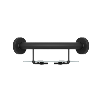 Evekare Black Corner Shelf with Grab Rail - 250mm x 250mm - 110kg Capacity