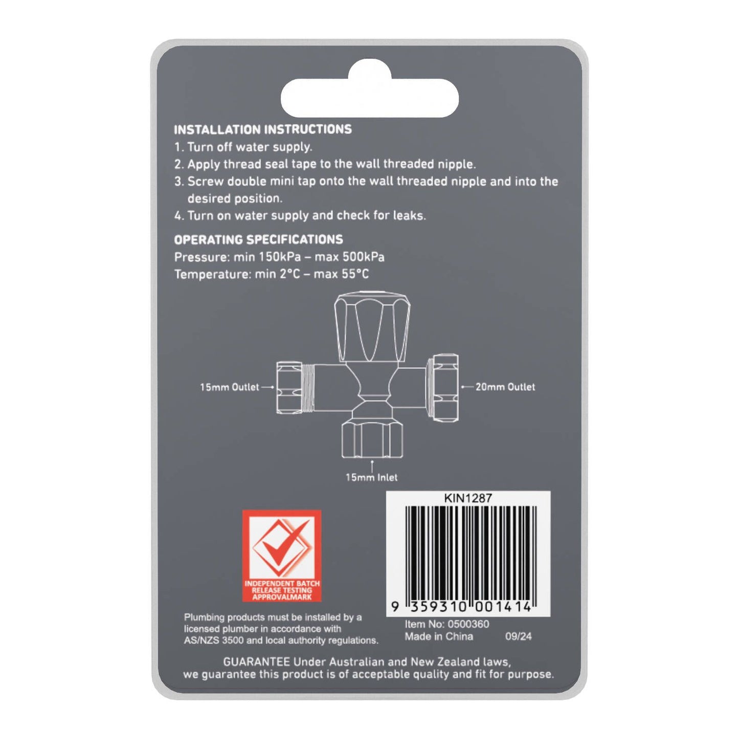 Kinetic Chrome Double Mini Tap - 15 x 20mm