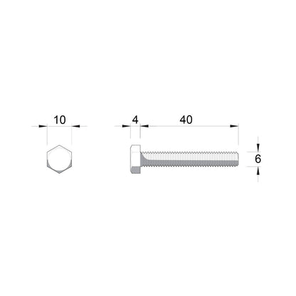 Zenith M6 x 40mm - Hot Dip Galvanised Hex Head Bolts & Nuts - 25 Pack