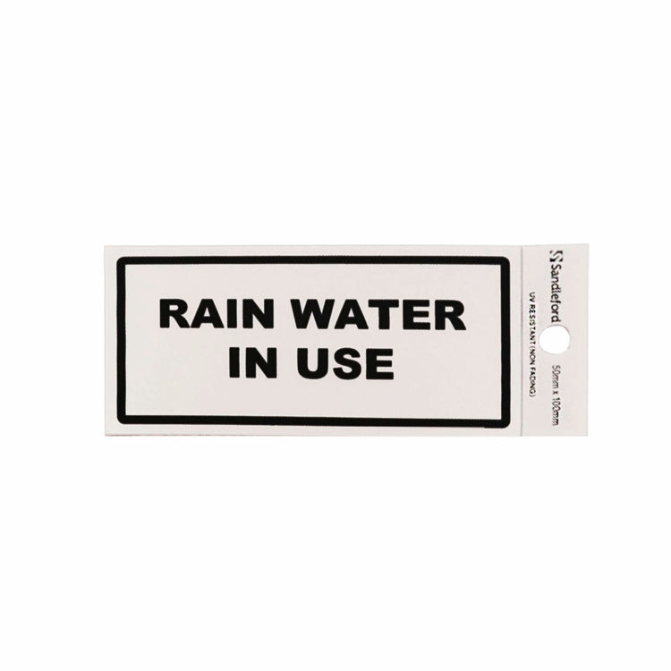 Sandleford Rain Water in Use Self Adhesive Sign - 100 x 50mm