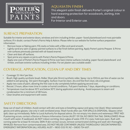 Porter's Aquasatin Enamel Paint - 1L - Irish Linen