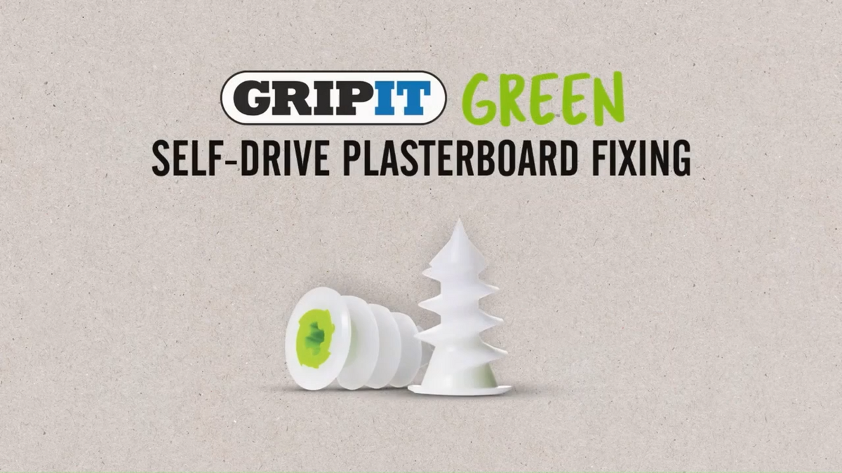 Gripit Green Self Drive Plasterboard Fixing 10 Pack - Holds 20kg - 101mm x 150mm x 15mm