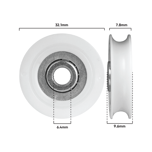 Rolltrak Acetal Concave Roller 32mm