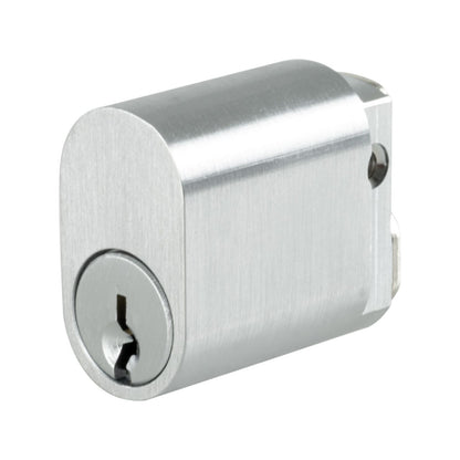 Rolltrak Commercial Security Oval Cylinder Lock - Satin Chrome - 18 x 31 x 36mm - 6-Pin