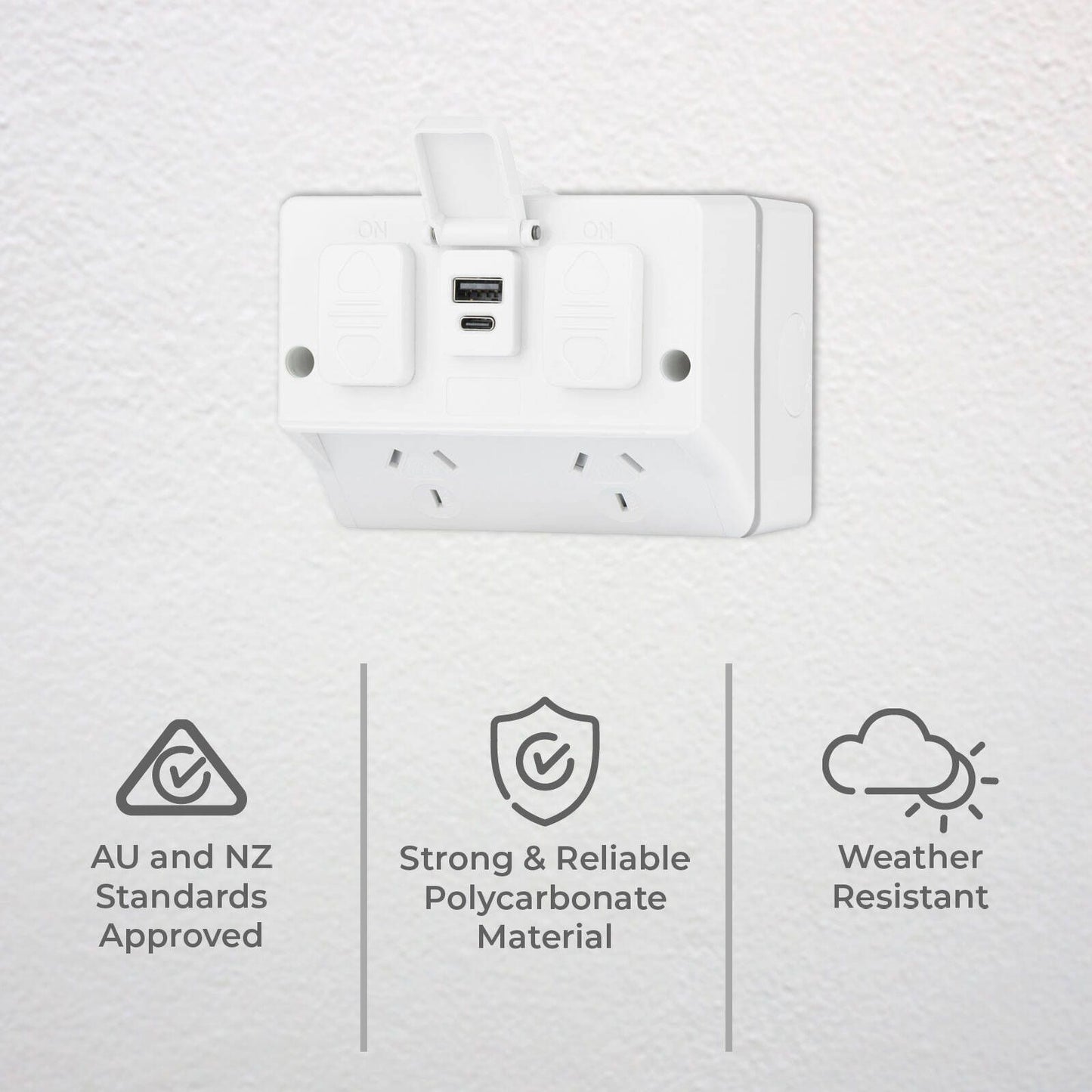 Deta Outdoor Double Power Point - 115 x 85 x 83mm