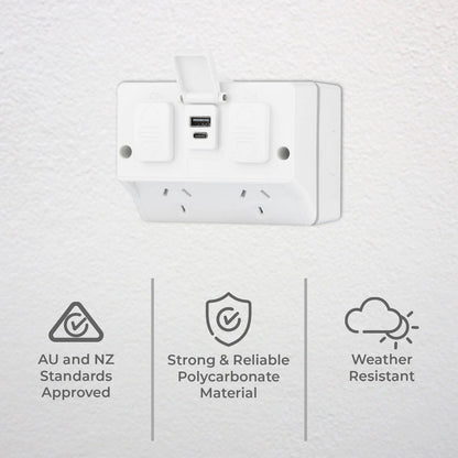 Deta Outdoor Double Power Point - 115 x 85 x 83mm