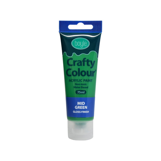 Boyle Crafty Colour Acrylic Paint - 75ml - Mid Green