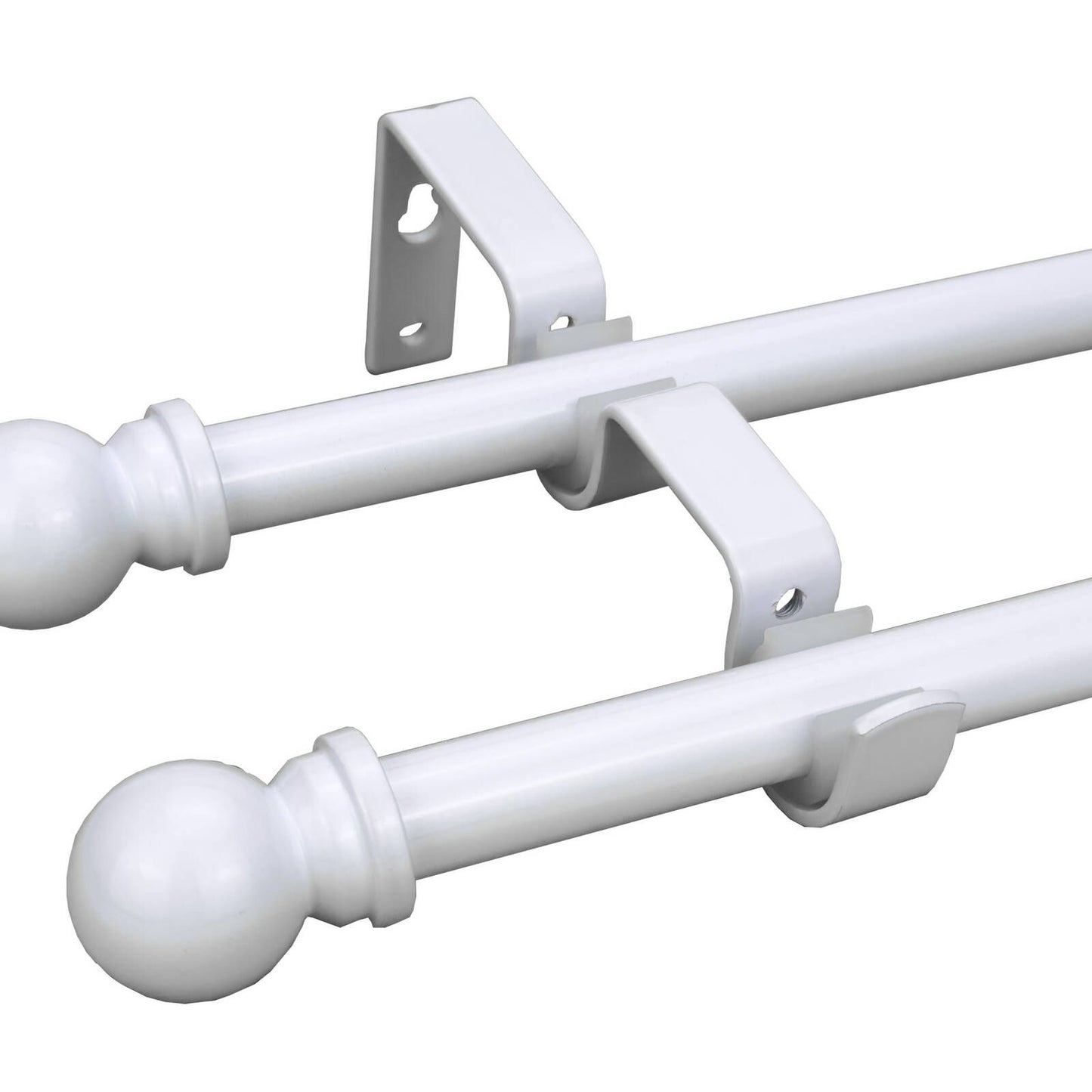 Pillar Double Curtain Rod Bracket - White - 16mm & 25mm - 1 Pair