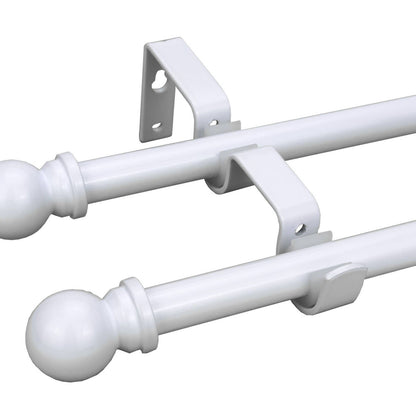 Pillar Double Curtain Rod Bracket - White - 16mm & 25mm - 1 Pair