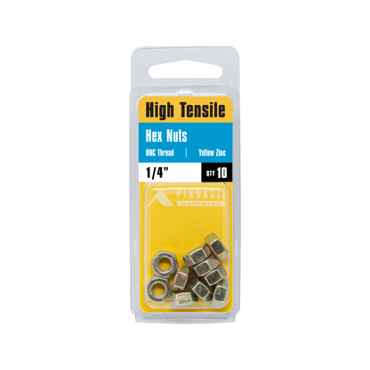 Pinnacle Hi Tensile Nuts - 1/4" - 10 Pack