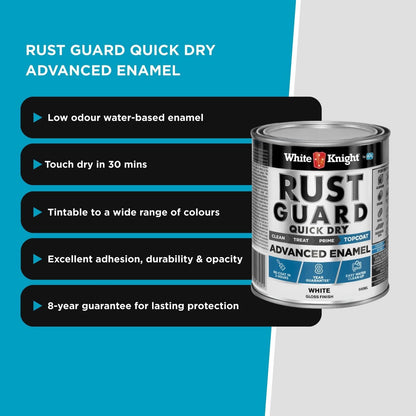 White Knight Rust Guard Quick Dry Enamel Paint - 500ml - White Gloss