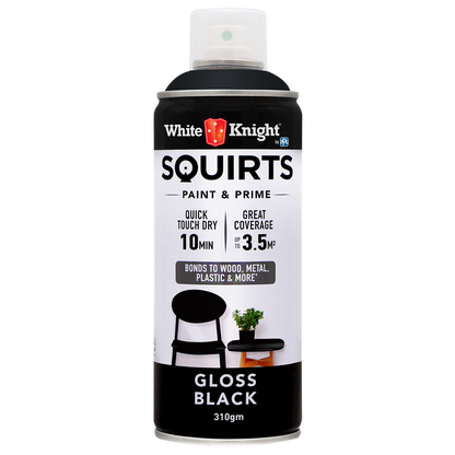 White Knight Squirts Black Gloss Spray Paint - 310g