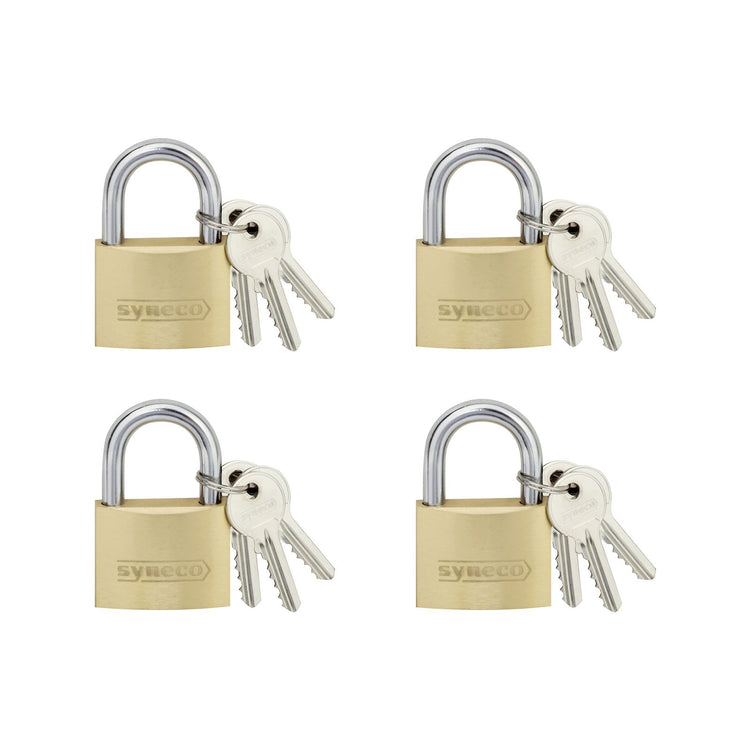 Syneco Brass Padlocks 40mm - 4 Pack