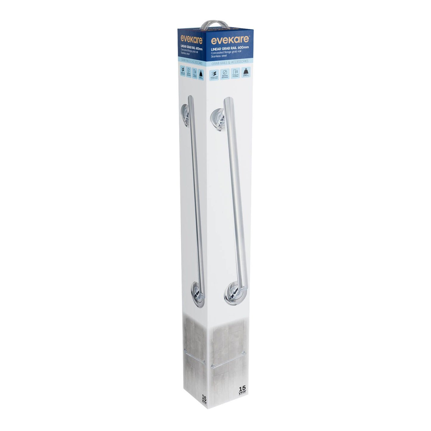 Evekare Linear Grab Rail - 600mm - Polished Stainless Steel