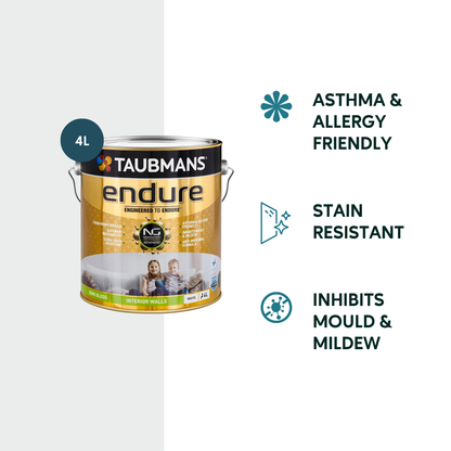 Taubmans White Semi Gloss Endure Interior Walls Paint - 4L
