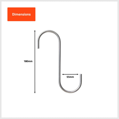 Taskmaster Steel S Hook - 180 x 100 x 6mm - 4 Pack
