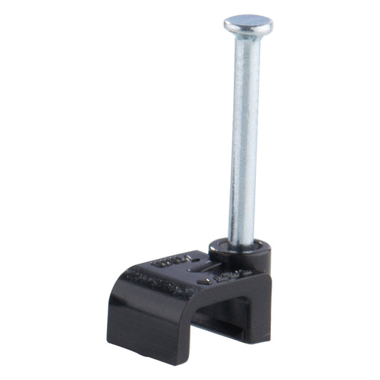 Deta 7mm Black Flat Cable Clips - 20 Pack