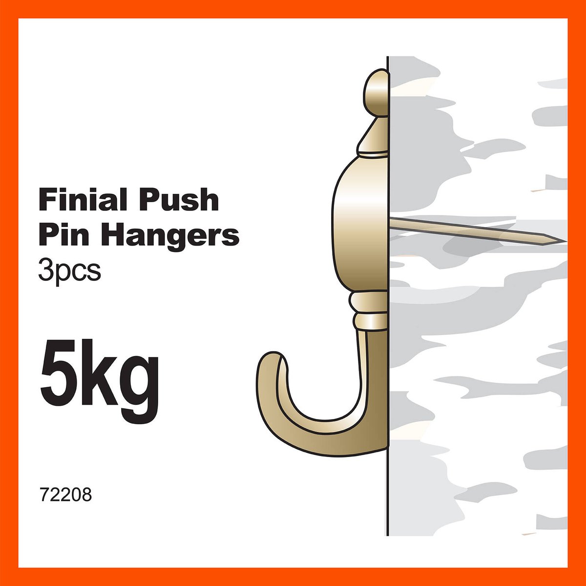 Everhang Brass Plated Picture Hanging Push Pin 3 Pack Easy Install