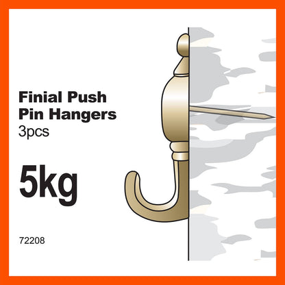 Everhang Brass Plated Picture Hanging Push Pin 3 Pack Easy Install