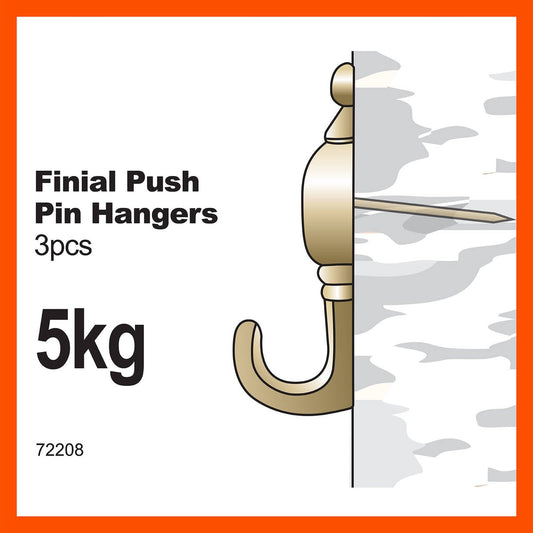 Everhang Brass Plated Picture Hanging Push Pin 3 Pack Easy Install