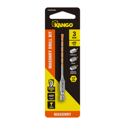Kango Masonry Drill Bit - 3mm x 90mm - 3 Pack