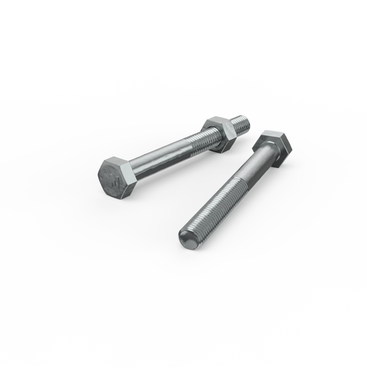 Zenith M8 x 75mm Zinc Plated Hex Head Bolts and Nuts - 2 Pack