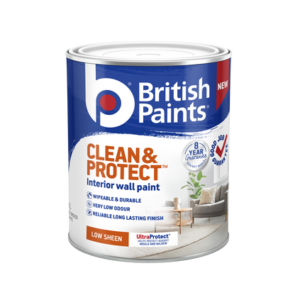 British Paints Clean and Protect Low Sheen Interior Paint - 1L - White