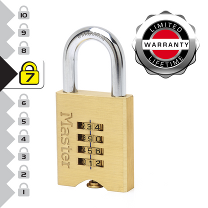 Master Lock 50mm Brass Resettable Combination Padlock - Weather Resistant
