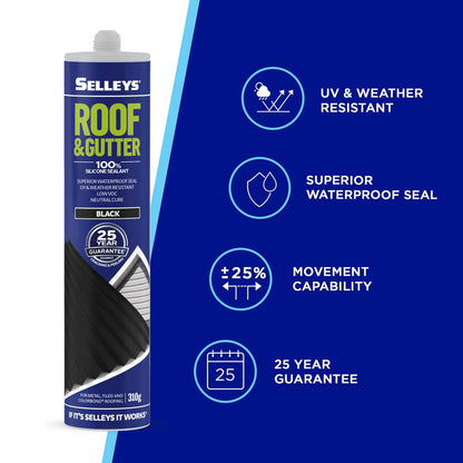 Selleys Roof and Gutter Silicone - 310g - Black