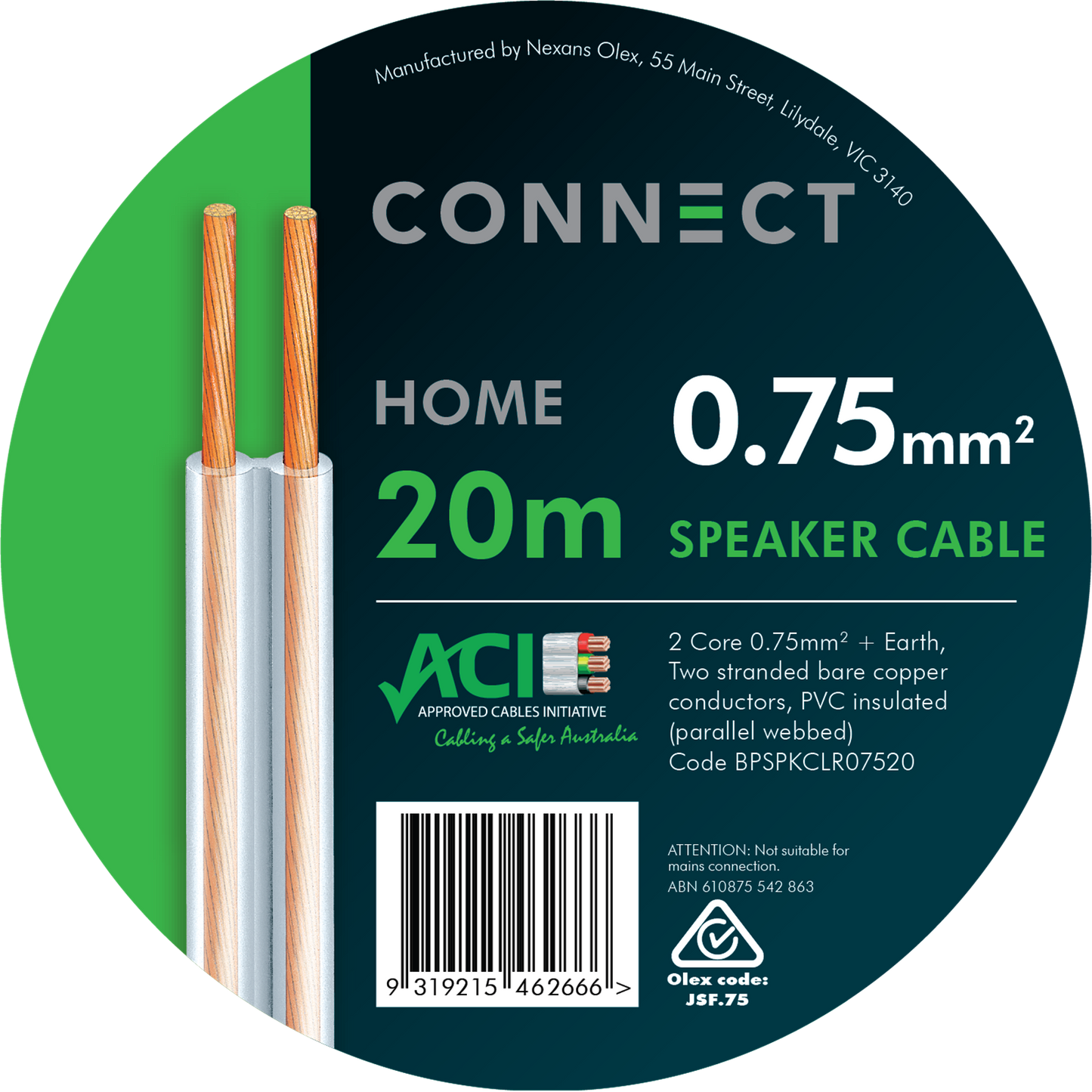 Cable Elect Speaker Cable - 0.75mm x 20m