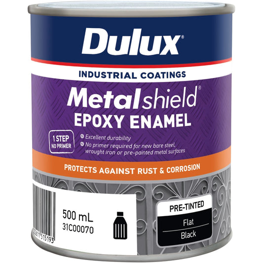 Dulux Metalshield Epoxy Enamel Flat Paint - 500ml - Black