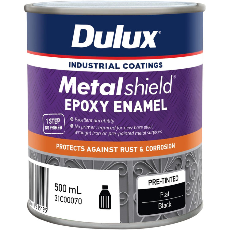 Dulux Metalshield Epoxy Enamel Flat Paint - 500ml - Black