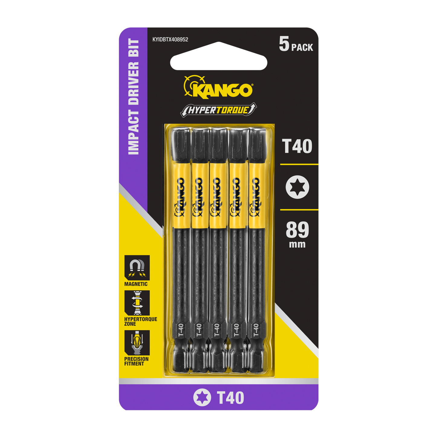Kango HYPERTORQUE Impact Driver Bit - 89mm TX40 - 5 Pack