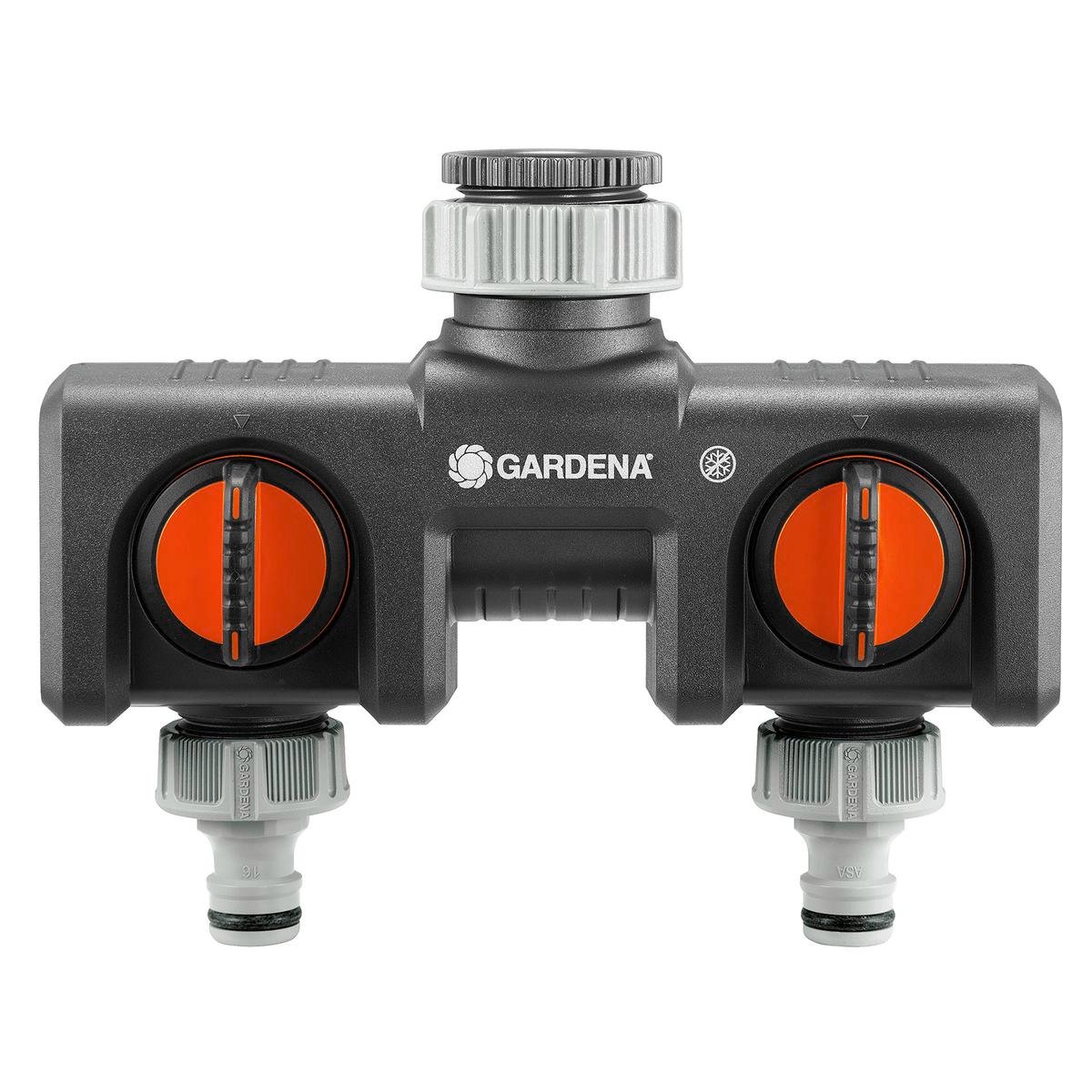 Gardena Twin Tap Connector - Dual Hose Adapter - 240mm - Plastic - Durable