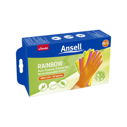 Vileda Ansell Rainbow Nitrile Gloves - 80 Pack