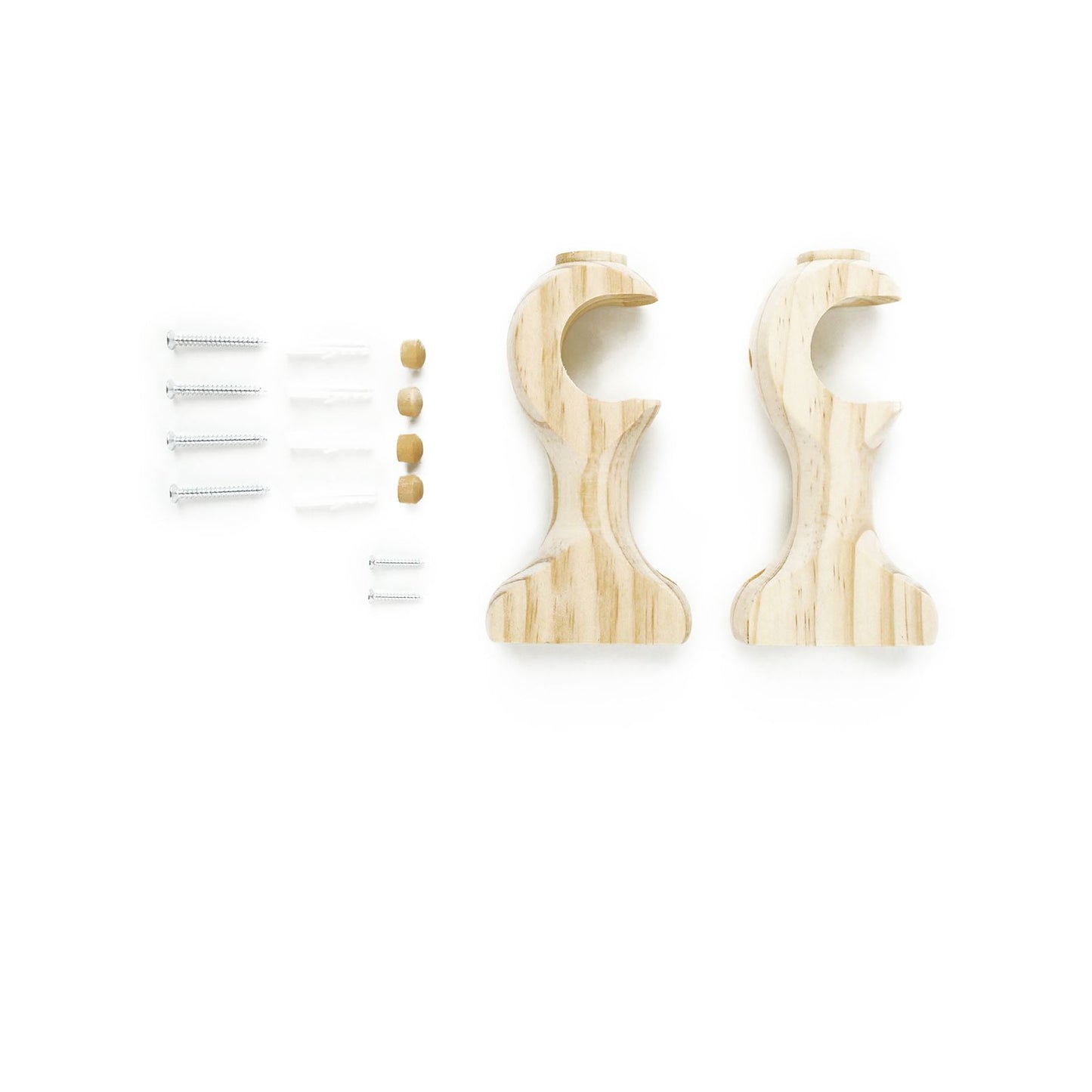 Windoware Natural Curtain Woodpole Brackets - 33mm - 2 Pack