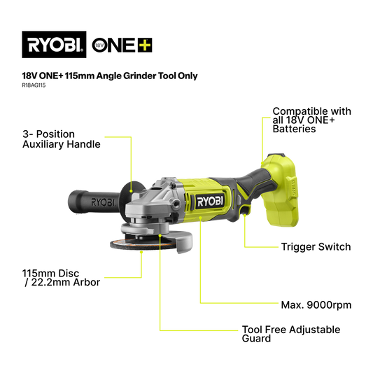 Ryobi Angle Grinder Kit 18V ONE+ 4.0Ah