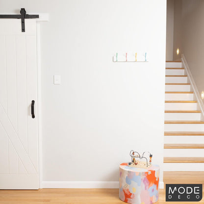 Mode Hat and Coat Rack - 4 Pastel Hooks - White Board - Durable Design