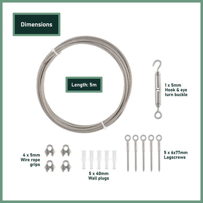 Garden Zen Tensioned Wire Wall Plant Trainer Kit - 5m